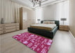 Patterned Raspberry Red Rug in a Bedroom, pat2972pur