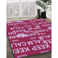 Patterned Raspberry Red Rug, pat2972pur