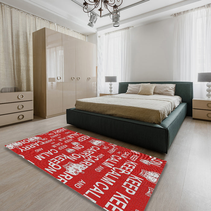 Patterned Pink Novelty Rug in a Bedroom, pat2972