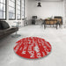 Round Patterned Pink Novelty Rug in a Office, pat2972