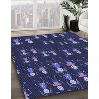 Patterned Night Blue Rug, pat2973blu