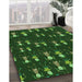 Patterned Dark Lime Green Rug in Family Room, pat2973grn