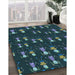 Patterned Aquamarine Stone Green Rug in Family Room, pat2973lblu