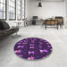 Round Patterned Dark Orchid Purple Rug in a Office, pat2973pur