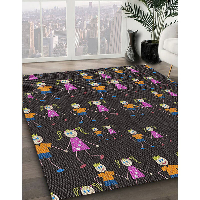 Patterned Army Brown Novelty Rug in Family Room, pat2973