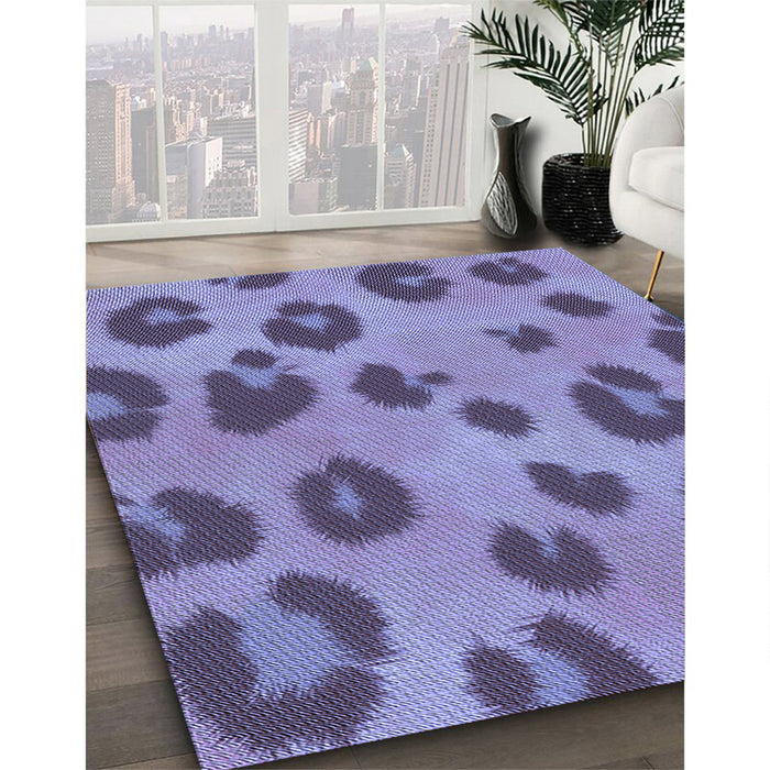 Patterned Deep Periwinkle Purple Rug in Family Room, pat2974blu