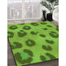 Patterned Bright Green Rug in Family Room, pat2974grn