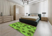 Round Machine Washable Transitional Bright Green Rug in a Office, wshpat2974grn