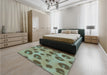 Patterned Dark Sea Green Rug in a Bedroom, pat2974lblu