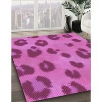 Patterned Bright Neon Pink Purple Rug, pat2974pur