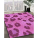 Patterned Bright Neon Pink Purple Rug in Family Room, pat2974pur