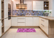 Patterned Bright Neon Pink Purple Rug in a Kitchen, pat2974pur