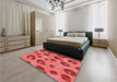 Round Machine Washable Transitional Red Rug in a Office, wshpat2974rd