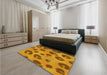 Patterned Mahogany Brown Rug in a Bedroom, pat2974yw