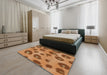 Patterned Mahogany Brown Novelty Rug in a Bedroom, pat2974