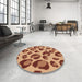 Round Patterned Orange Rug in a Office, pat2975brn