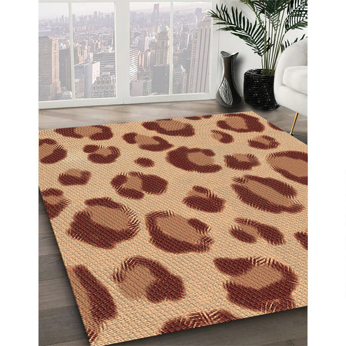 Machine Washable Transitional Orange Rug in a Family Room, wshpat2975brn