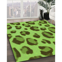 Patterned Bright Green Rug, pat2975grn