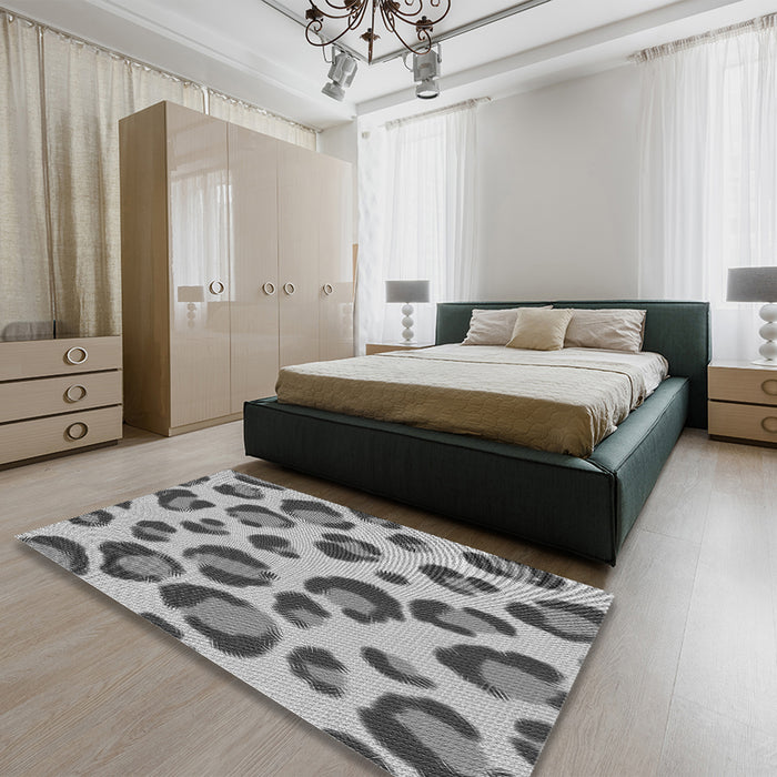 Patterned Silver Gray Rug in a Bedroom, pat2975gry