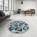 Round Patterned Purple Rug in a Office, pat2975lblu