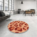 Round Patterned Orange Rug in a Office, pat2975org