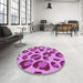 Round Patterned Violet Purple Rug in a Office, pat2975pur