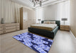 Patterned Jeans Blue Rug in a Bedroom, pat2976blu