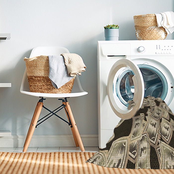 Machine Washable Transitional Chocolate Brown Rug in a Washing Machine, wshpat2976brn