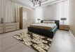 Patterned Milk Chocolate Brown Rug in a Bedroom, pat2976brn