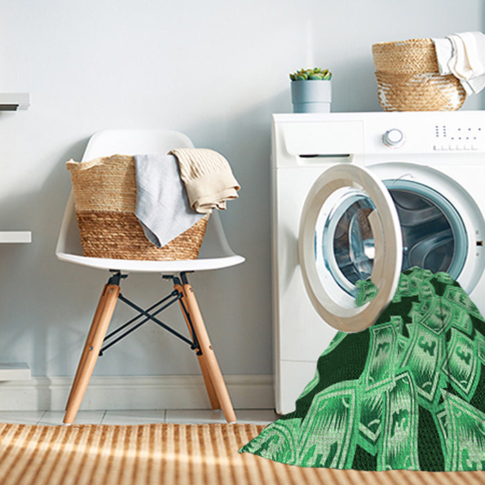 Machine Washable Transitional Deep Emerald Green Rug in a Washing Machine, wshpat2976grn