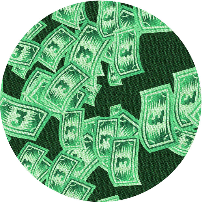 Square Machine Washable Transitional Deep Emerald Green Rug in a Living Room, wshpat2976grn