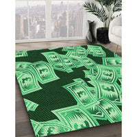 Patterned Deep Emerald Green Rug, pat2976grn