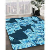 Patterned Blue Rug, pat2976lblu