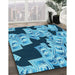 Patterned Blue Rug in Family Room, pat2976lblu