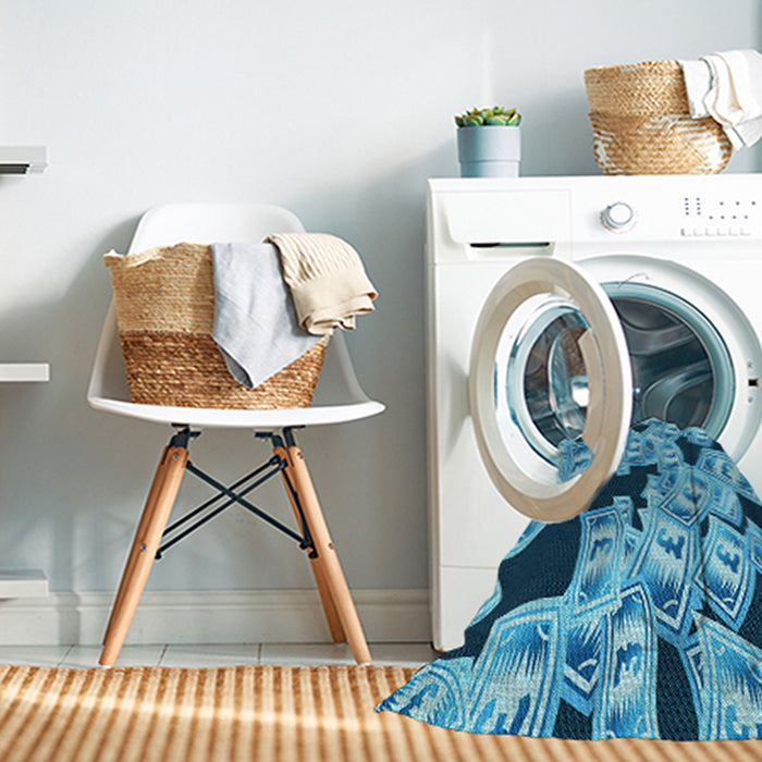 Machine Washable Transitional Blue Rug in a Washing Machine, wshpat2976lblu