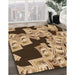 Patterned Red Brown Rug in Family Room, pat2976org