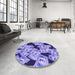 Round Patterned Mauve Purple Rug in a Office, pat2976pur