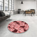 Round Patterned Pastel Pink Rug in a Office, pat2976rd