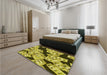 Patterned Bold Yellow Rug in a Bedroom, pat2976yw