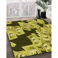 Patterned Bold Yellow Rug, pat2976yw