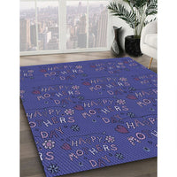 Patterned Denim Dark Blue Rug, pat2977blu