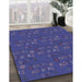 Patterned Denim Dark Blue Rug in Family Room, pat2977blu