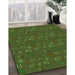 Machine Washable Transitional Dark Lime Green Rug in a Family Room, wshpat2977grn