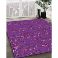 Patterned Dark Magenta Purple Rug, pat2977pur