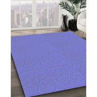 Patterned Blue Orchid Blue Novelty Rug, pat2978