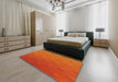 Patterned Neon Orange Novelty Rug in a Bedroom, pat297