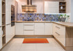 Patterned Neon Orange Novelty Rug in a Kitchen, pat297