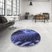 Round Patterned Light Slate Blue Rug in a Office, pat298blu