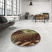 Round Patterned Red Rug in a Office, pat298brn