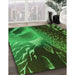 Machine Washable Transitional Dark Forest Green Rug in a Family Room, wshpat298grn